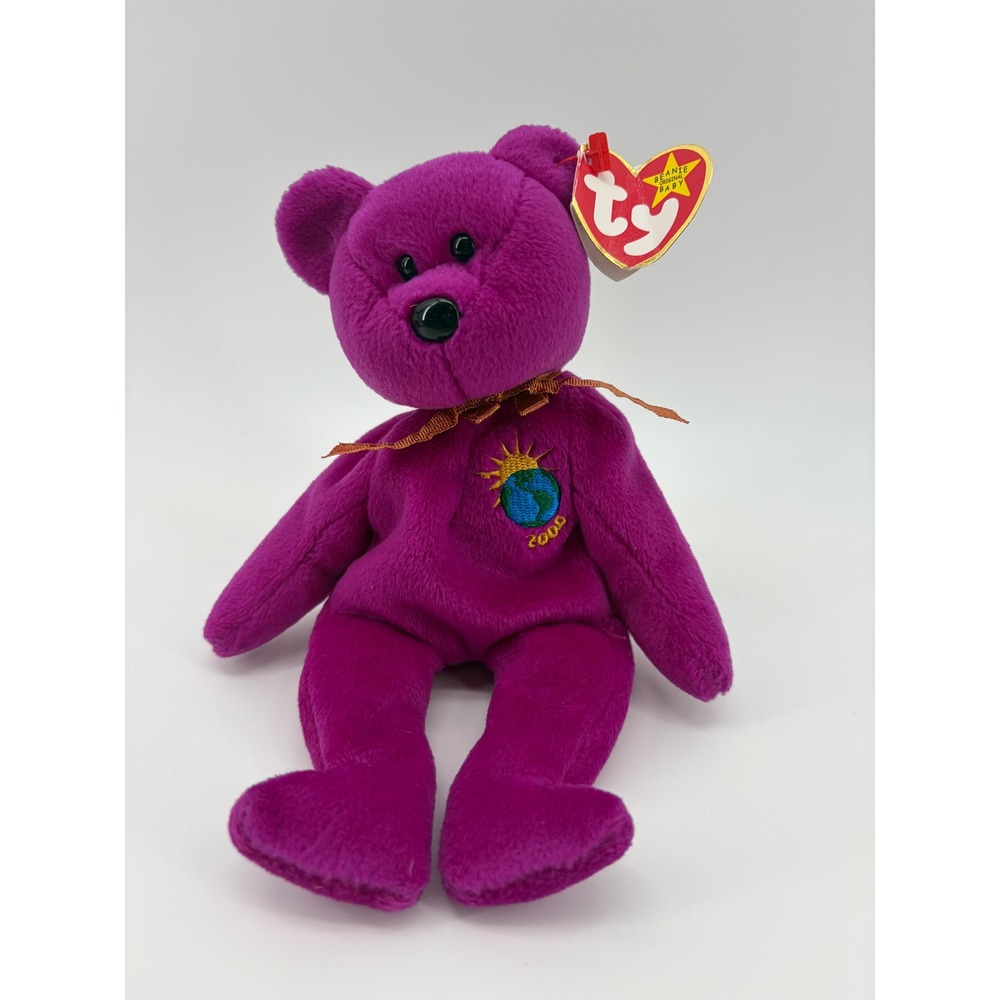 Ty Beanie Baby Millennium Bear Unisex OS Purple Vintage 1999 Retired Plush